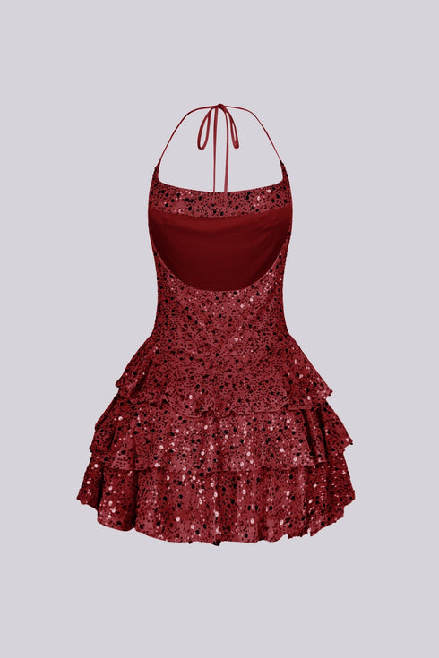 Merinda Sequin Halter Mini Dress